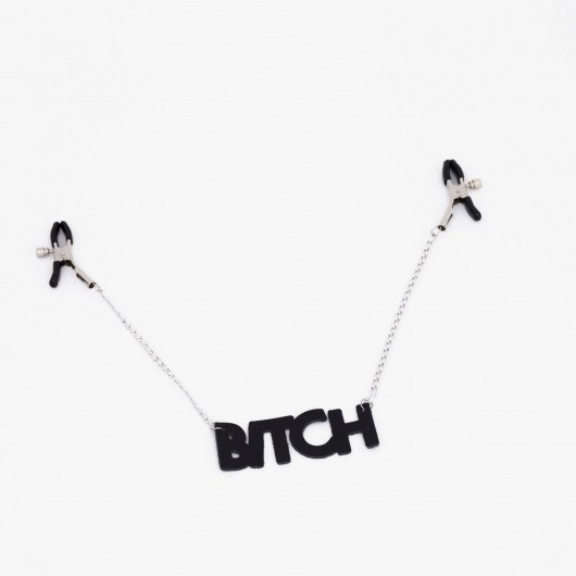 Зажимы на соски с кожаной подвеской Bitch - Crazy Handmade - купить с доставкой в Астрахани