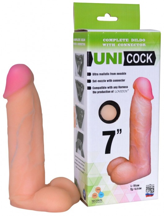 Фаллическая насадка Харнесс UNICOCK 7  - 19 см. - LOVETOY (А-Полимер) - купить с доставкой в Астрахани
