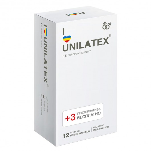 Разноцветные ароматизированные презервативы Unilatex Multifruit  - 12 шт. + 3 шт. в подарок - Unilatex - купить с доставкой в Астрахани