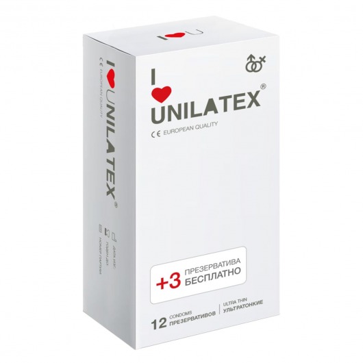 Ультратонкие презервативы Unilatex Ultra Thin - 12 шт. + 3 шт. в подарок - Unilatex - купить с доставкой в Астрахани