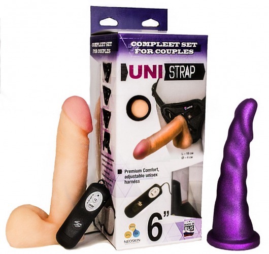 Вибрострапон с двумя насадками UniStrap - 18 и 18 см. - LOVETOY (А-Полимер) - купить с доставкой в Астрахани