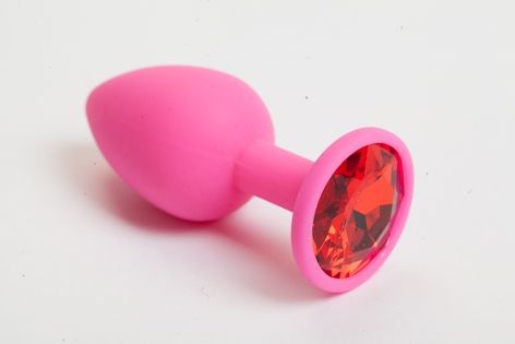 Розовая анальная пробка с красным кристаллом - 9,5 см. - 4sexdreaM - купить с доставкой в Астрахани