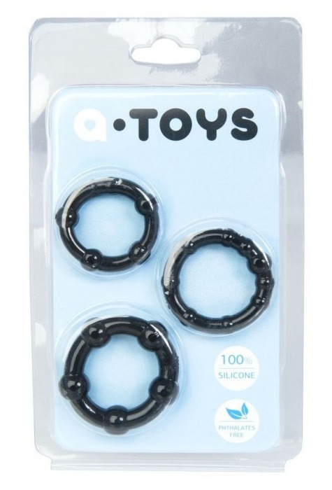 Набор из 3 чёрных эрекционных колец A-toys - A-toys - в Астрахани купить с доставкой