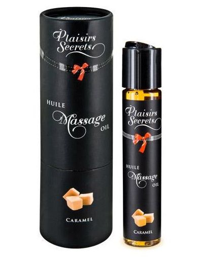 Массажное масло с ароматом карамели Huile de Massage Gourmande Caramel - 59 мл. - Plaisir Secret - купить с доставкой в Астрахани