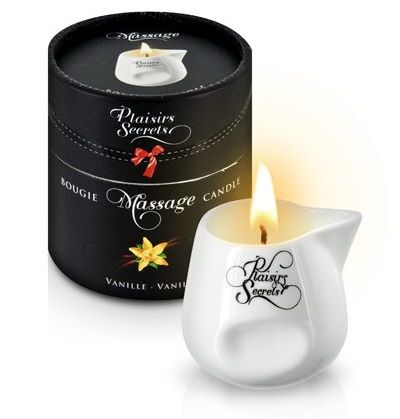 Массажная свеча с ароматом ванили Bougie Massage Gourmande Vanille - 80 мл. - Plaisir Secret - купить с доставкой в Астрахани