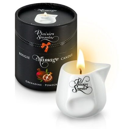 Массажная свеча с ароматом граната Bougie de Massage Gourmande Grenadine - 80 мл. - Plaisir Secret - купить с доставкой в Астрахани
