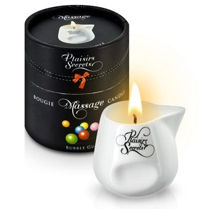 Массажная свеча с ароматом бубль-гума Bougie de Massage Gourmande Bubble Gum - 80 мл. - Plaisir Secret - купить с доставкой в Астрахани