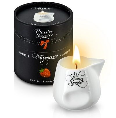 Массажная свеча с ароматом клубники Bougie de Massage Gourmande Fraise - 80 мл. - Plaisir Secret - купить с доставкой в Астрахани