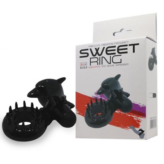 Чёрное эрекционное виброкольцо Sweet Ring с дельфинчиком - Baile - в Астрахани купить с доставкой