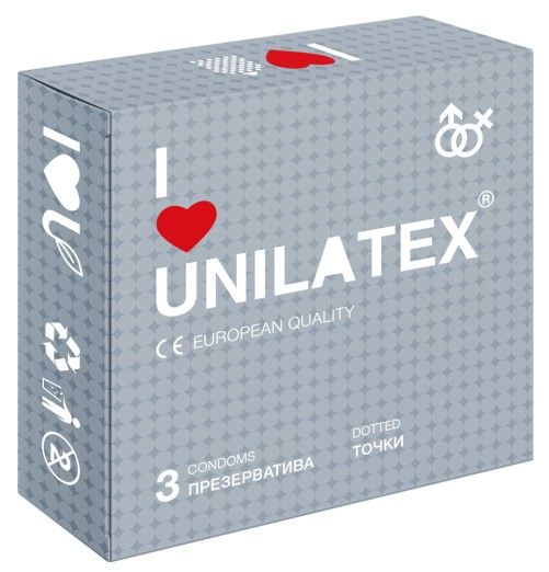 Презервативы с точками Unilatex Dotted - 3 шт. - Unilatex - купить с доставкой в Астрахани