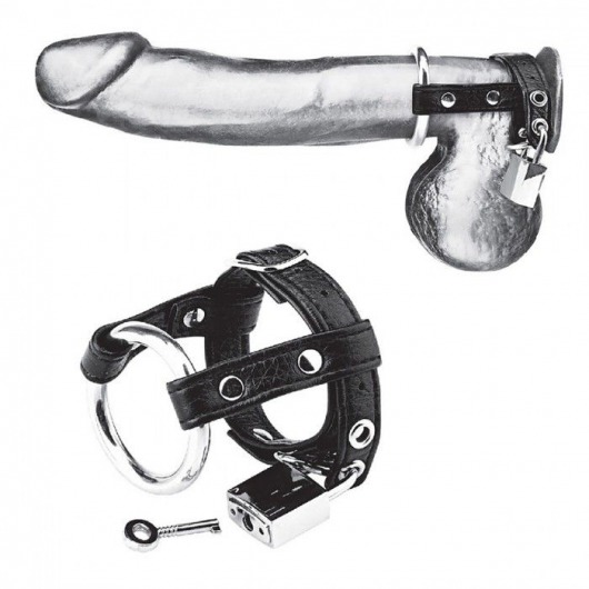 Утяжка на пенис на замочке Duo Cock And Ball Lock - BlueLine - купить с доставкой в Астрахани