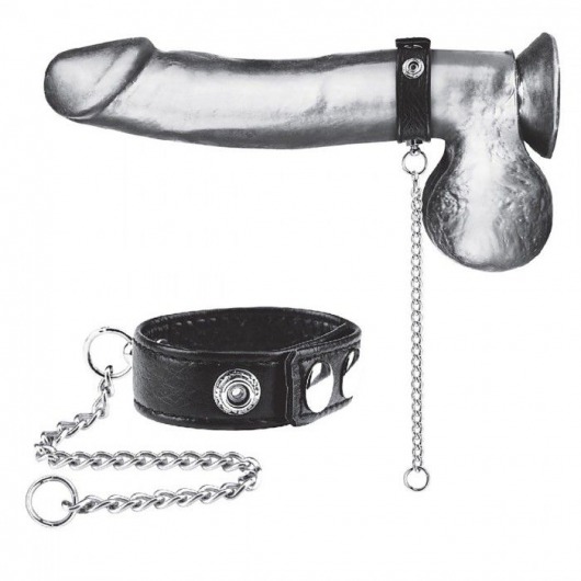 Утяжка на пенис с поводком Snap Cock Ring With 12  Leash - BlueLine - купить с доставкой в Астрахани