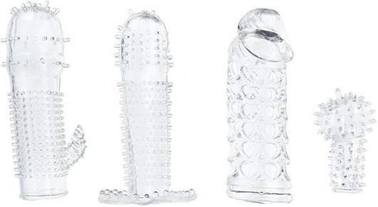 Набор из 4 насадок на член Pleasured Penis Enhancement Sleeve 4 Pack - XR Brands - в Астрахани купить с доставкой