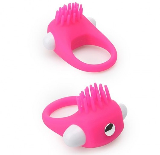 Розовое эрекционное кольцо с щеточкой LIT-UP SILICONE STIMU RING 5 - Dream Toys - в Астрахани купить с доставкой