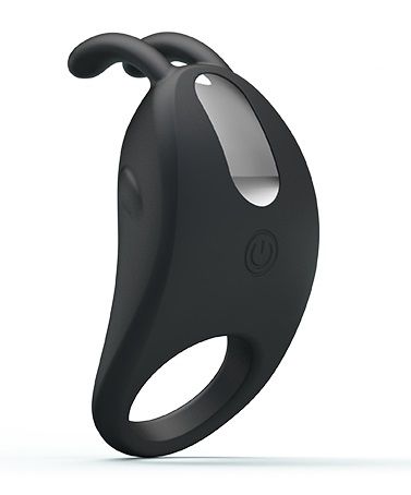 Чёрное эрекционное кольцо с вибрацией Rabbit Vibrator - Baile - в Астрахани купить с доставкой