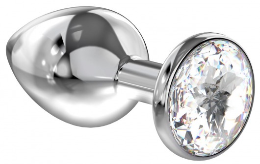 Большая серебристая анальная пробка Diamond Clear Sparkle Large с прозрачным кристаллом - 8 см. - Lola Games - купить с доставкой в Астрахани