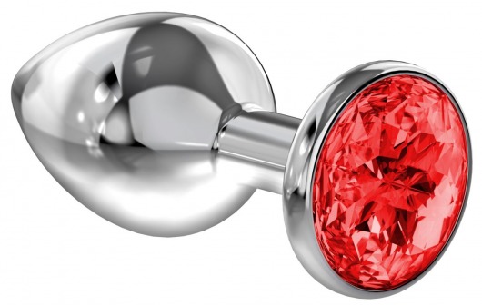 Большая серебристая анальная пробка Diamond Red Sparkle Large с красным кристаллом - 8 см. - Lola Games - купить с доставкой в Астрахани
