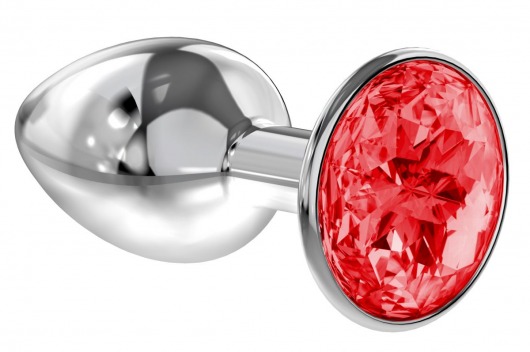 Малая серебристая анальная пробка Diamond Red Sparkle Small с красным кристаллом - 7 см. - Lola Games - купить с доставкой в Астрахани