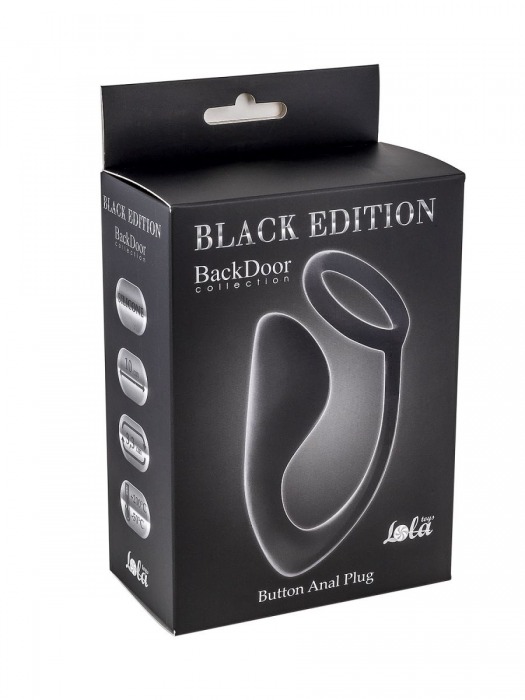 Чёрное эрекционное кольцо с анальной пробкой Button Anal Plug - Lola Games - в Астрахани купить с доставкой