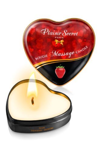 Массажная свеча с ароматом клубники Bougie Massage Candle - 35 мл. - Plaisir Secret - купить с доставкой в Астрахани