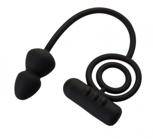 Чёрное эрекционное кольцо с вибропулькой и анальным хвостом - Erotist Adult Toys - в Астрахани купить с доставкой