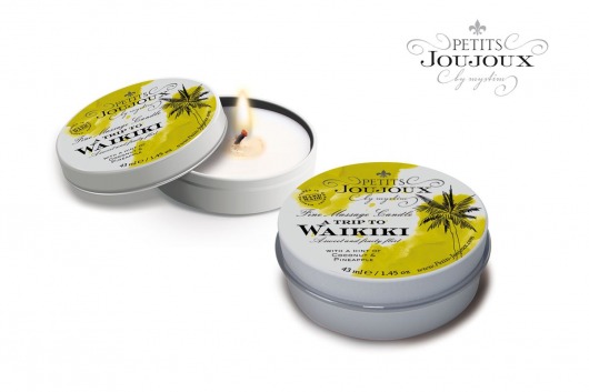 Массажная свеча Petits Joujoux Waikiki Beach с ароматом кокоса и ананаса - 33 гр. - MyStim - купить с доставкой в Астрахани