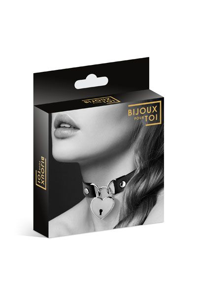 Черный чокер с замком в форме сердца - Bijoux Pour Toi - купить с доставкой в Астрахани