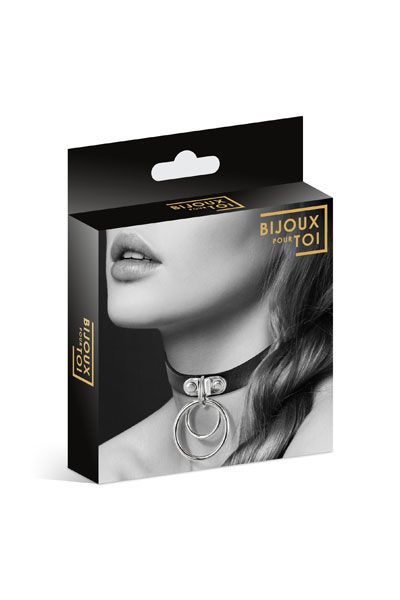 Черный чокер с двумя кольцами - Bijoux Pour Toi - купить с доставкой в Астрахани