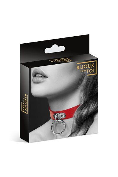 Красный узенький чокер с кольцом - Bijoux Pour Toi - купить с доставкой в Астрахани