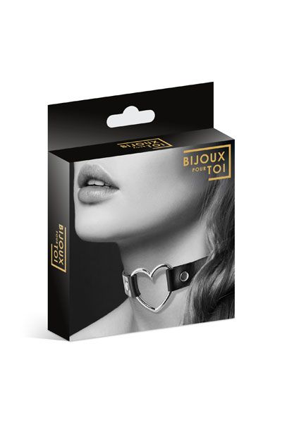 Чёрный чокер с кольцом в форме сердца - Bijoux Pour Toi - купить с доставкой в Астрахани