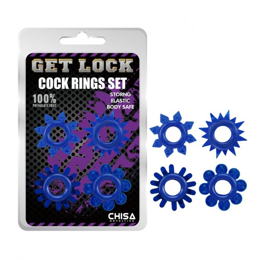 Набор из 4 синих колец Get Lock - Chisa - в Астрахани купить с доставкой