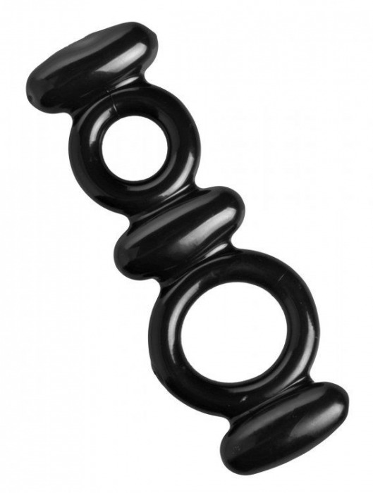 Двойное эрекционное кольцо Dual Stretch To Fit Cock and Ball Ring - XR Brands - в Астрахани купить с доставкой