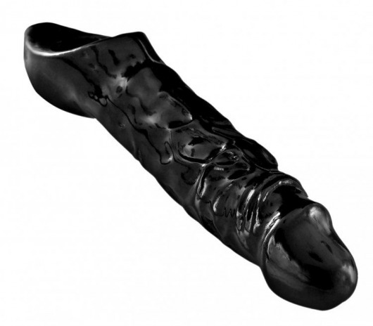 Чёрная увеличивающая насадка на член Mamba Cock Sheath Packaged - 16,5 см. - XR Brands - в Астрахани купить с доставкой