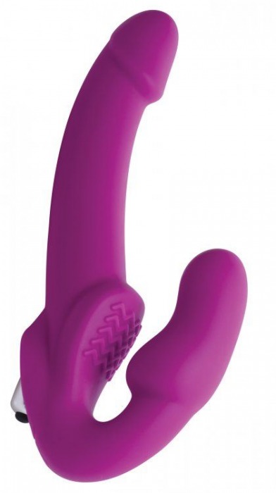 Ярко-розовый безремневой вибрострапон Evoke Vibrating Strapless Silicone Strap-on Dildo - XR Brands - купить с доставкой в Астрахани