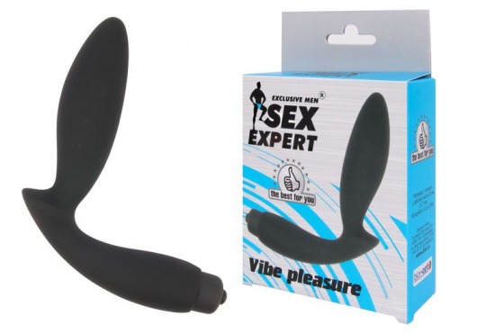 Чёрный вибростимулятор простаты Sex Expert Vibe Pleasure - Sex Expert - в Астрахани купить с доставкой